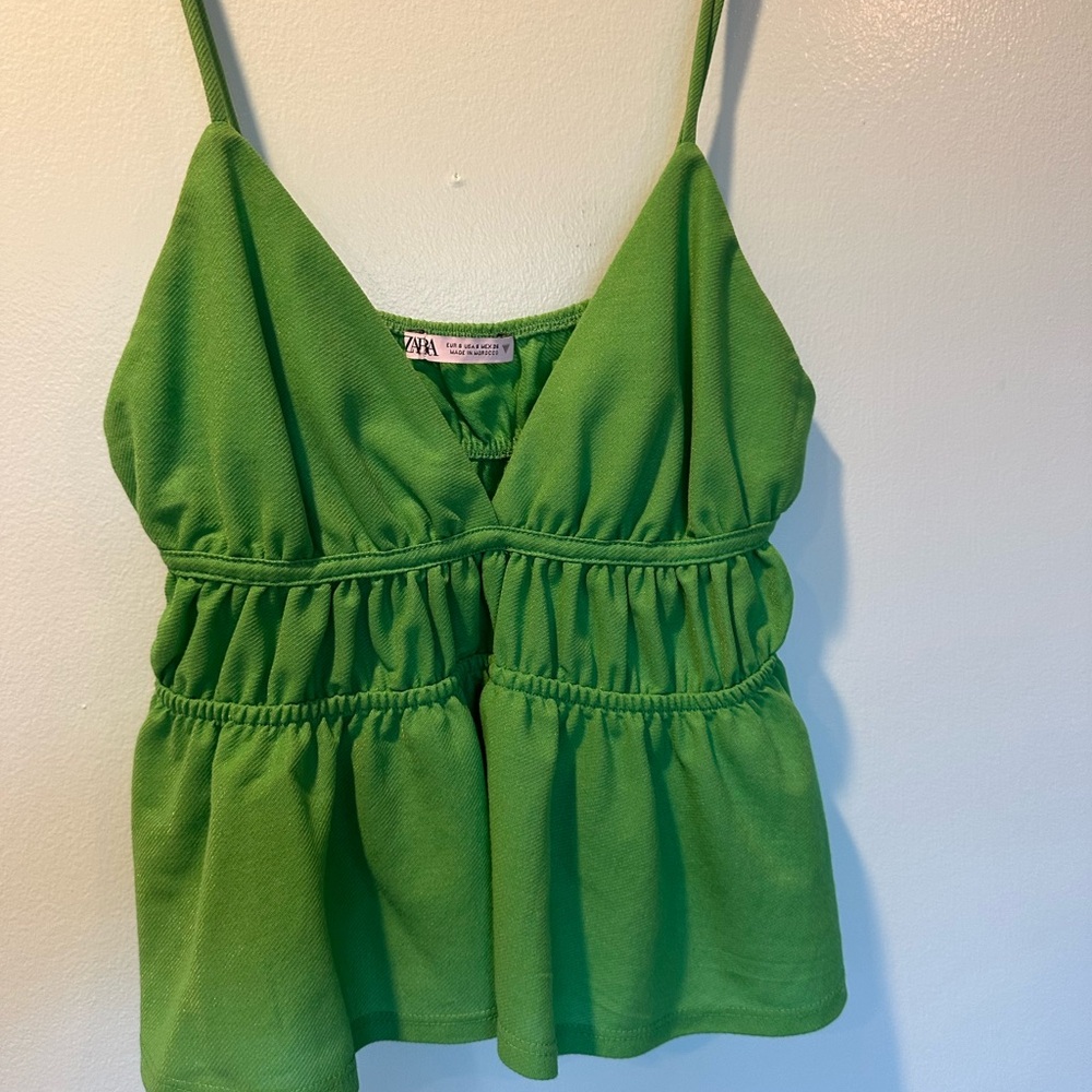 Zara Vibrant Green Camisole Top